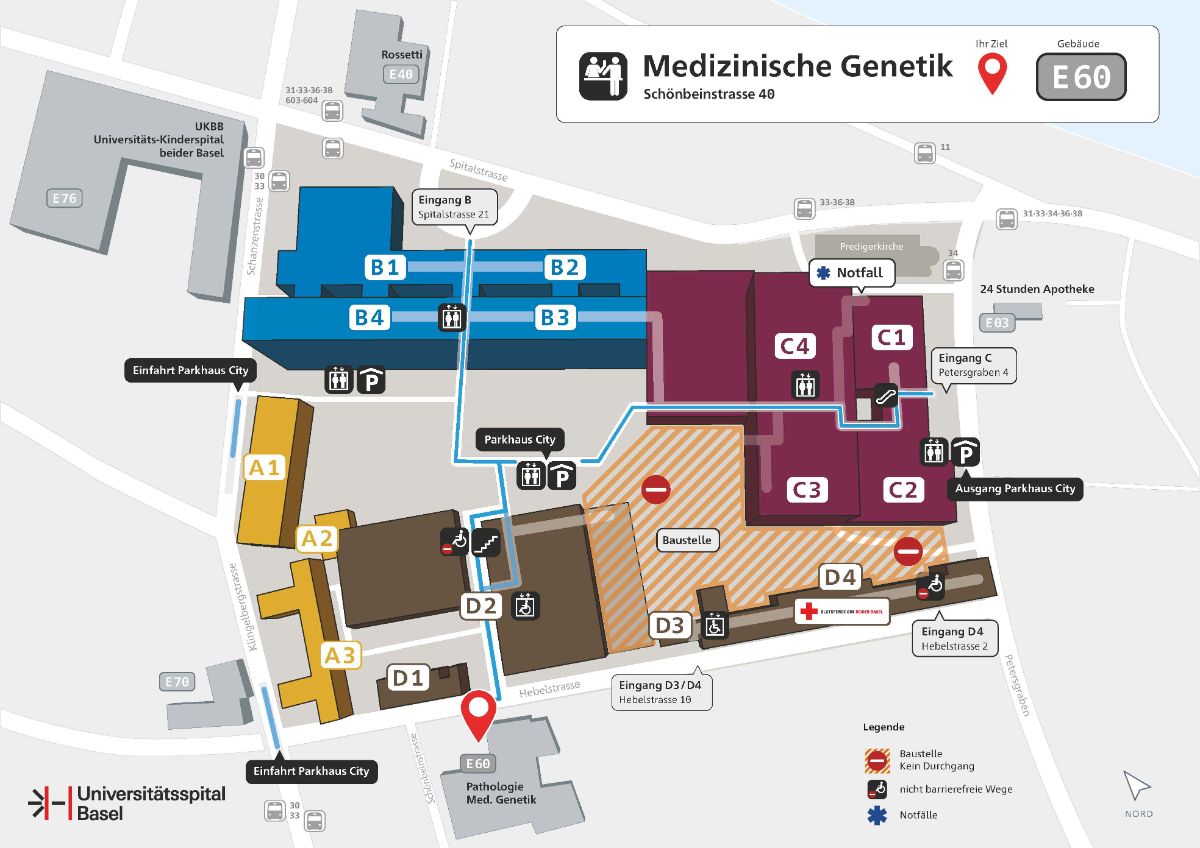 Map of the Medical Genetics Department at the USB