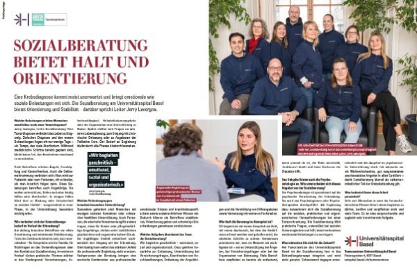 Eine Krebsdiagnose kommt meist unerwartet und bringt emotionale wie soziale Belastungen mit sich. Die Sozialberatung am Universitätsspital Basel bietet Orientierung und Stabilität – darüber spricht Leiter Jerry Lavorgna.