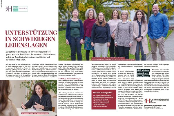 Zur optimalen Betreuung am Universitätsspital Basel gehört auch der Sozialdienst. Er unterstützt Patient*innen und deren Angehörige bei sozialen, rechtlichen und beruflichen Problemen.