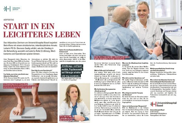 Das Adipositas-Zentrum am Universitätsspital Basel begleitet Betroffene mit einem strukturierten, interdisziplinären Ansatz. Leiterin PD Dr. Eleonora Seelig erklärt, wie der Einstieg in die Behandlung aussieht und welche Rolle Ernährung, Medikamente und Operationen spielen können.