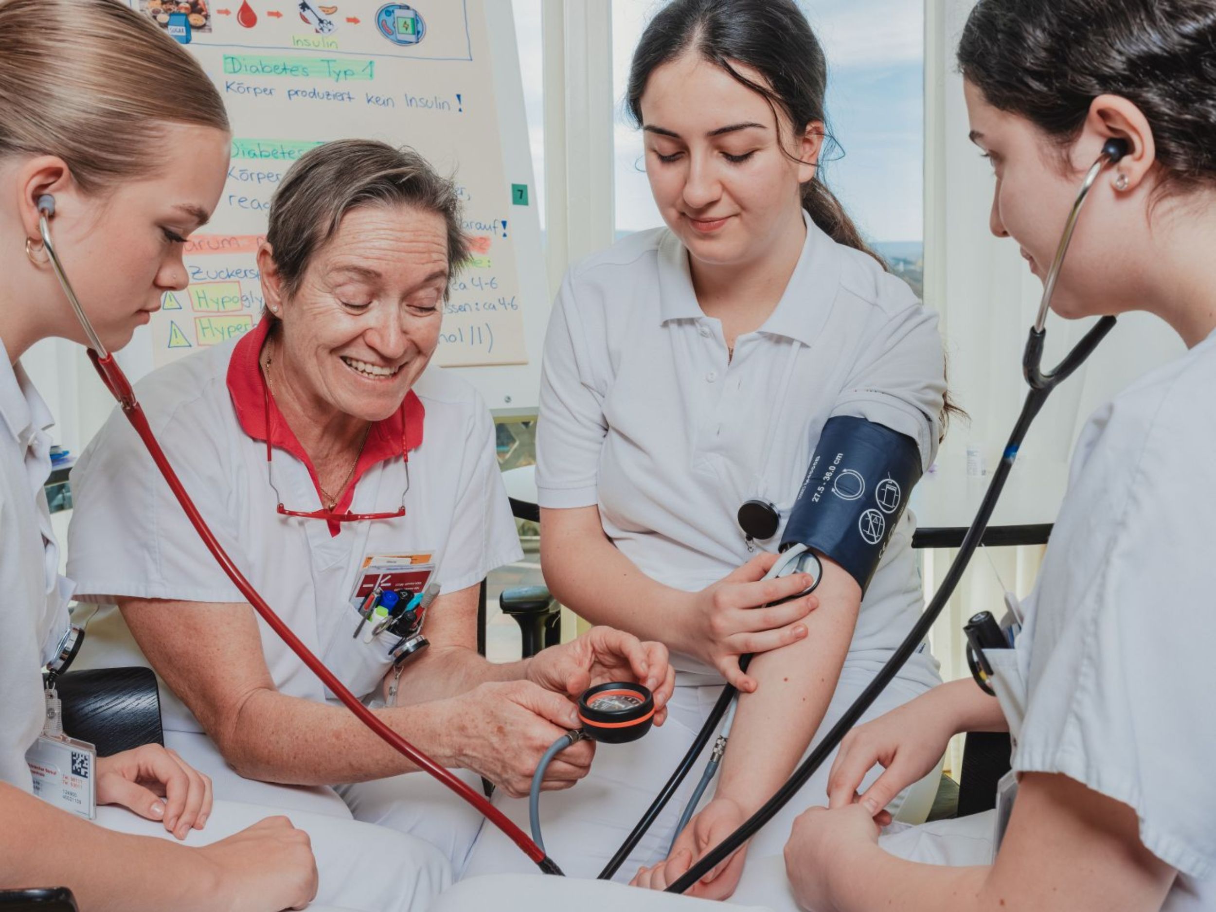 Laughing health professional