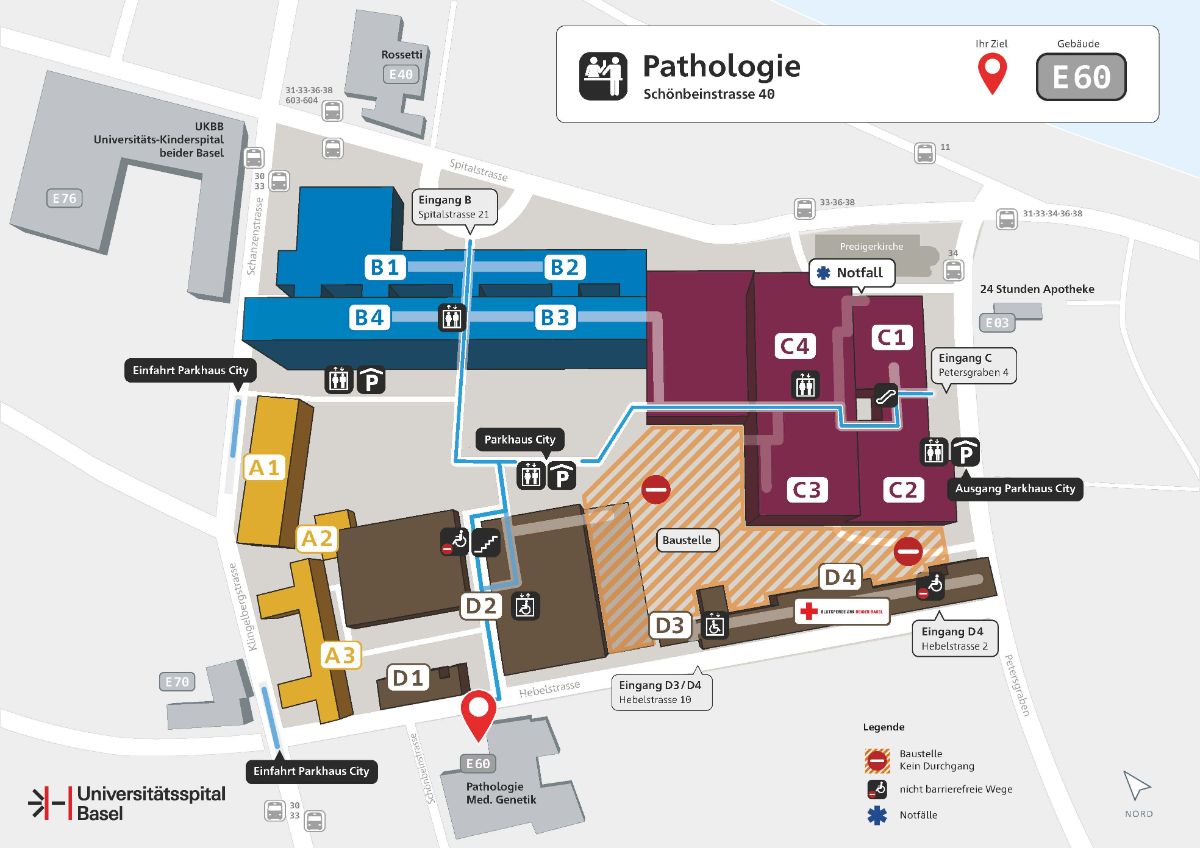 Map of the pathology department at the USB