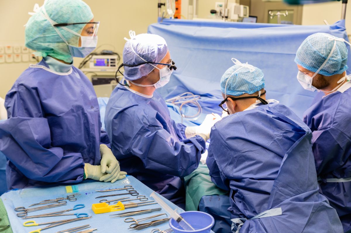 Surgeons during an operation