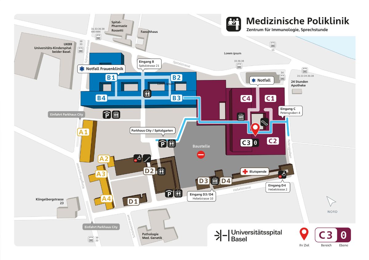 Map of Immunology at the University Hospital Basel