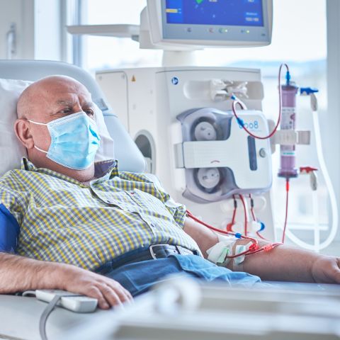 Patient during dialysis in the USB